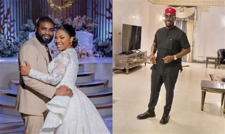 
Newly wedded Mercy Chinwo beams with joy as Obi Cubana storms her wedding 