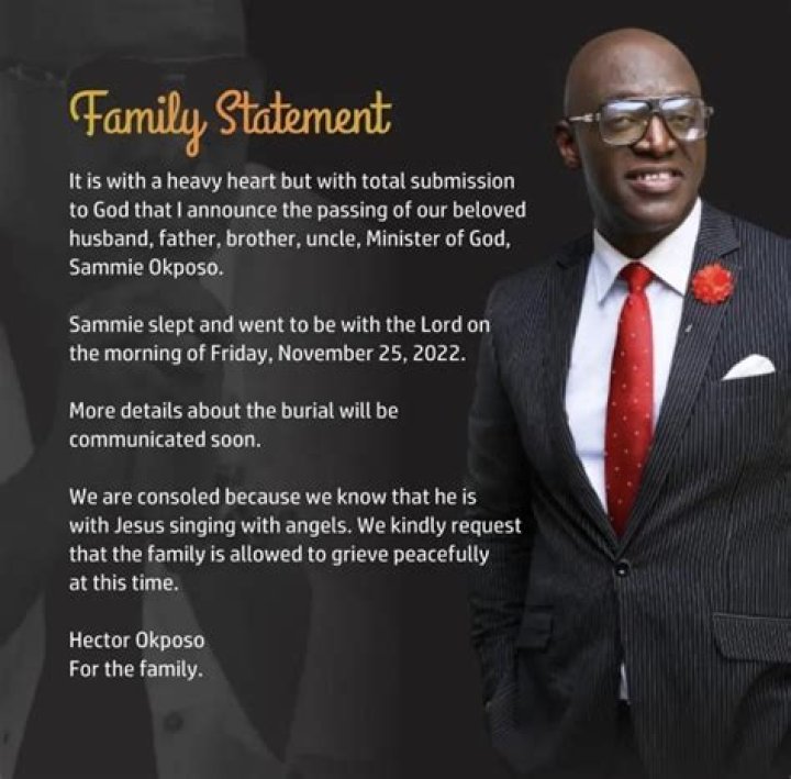 Who Is Sammie Okposo Wife Ozioma Sammie Okposo? Family And Net Worth At Death